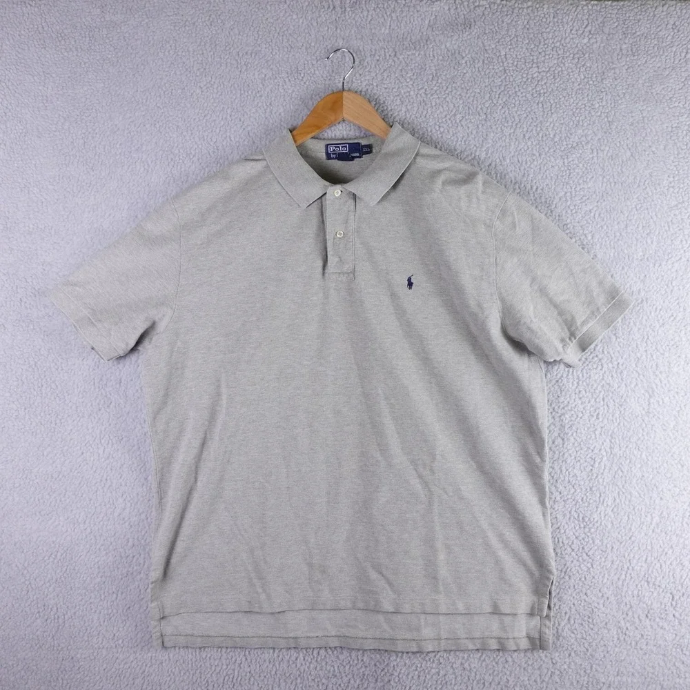 Polo Ralph Lauren Mens XXL Gray Short Sleeve Pique Cotton Polo‎ Shirt Pony Logo